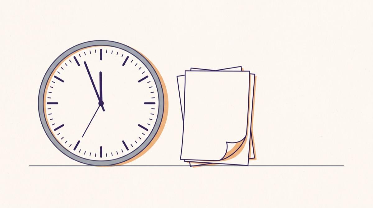 An illustration of a horizontal time bar divided into blocks of different widths, with a small marker at the start and a shaded block reserved at the end.